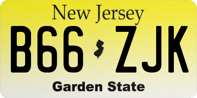 NJ license plate B66ZJK