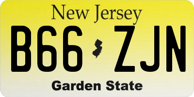 NJ license plate B66ZJN