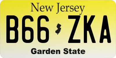 NJ license plate B66ZKA
