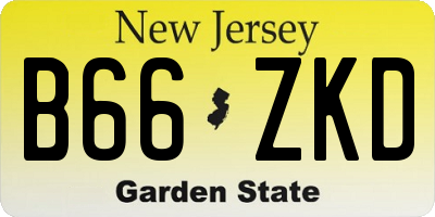 NJ license plate B66ZKD