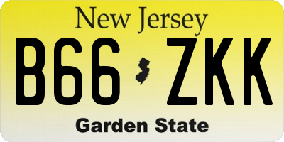 NJ license plate B66ZKK