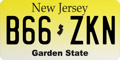 NJ license plate B66ZKN
