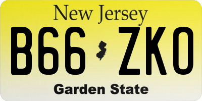 NJ license plate B66ZKO
