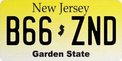 NJ license plate B66ZND