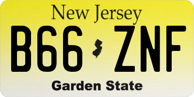 NJ license plate B66ZNF