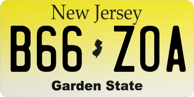 NJ license plate B66ZOA