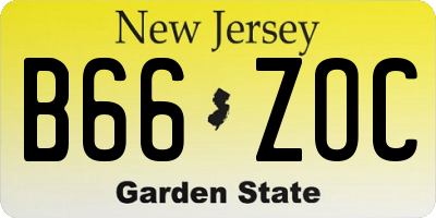 NJ license plate B66ZOC