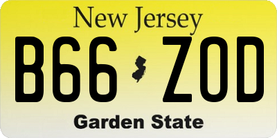 NJ license plate B66ZOD