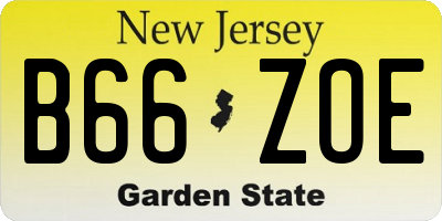 NJ license plate B66ZOE