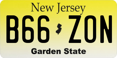 NJ license plate B66ZON