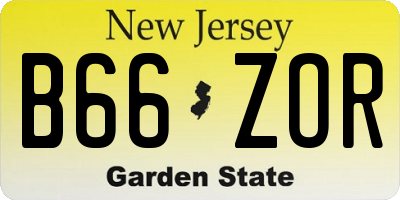 NJ license plate B66ZOR