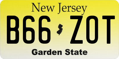 NJ license plate B66ZOT