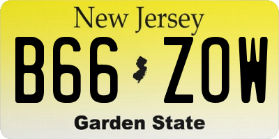 NJ license plate B66ZOW