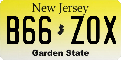 NJ license plate B66ZOX