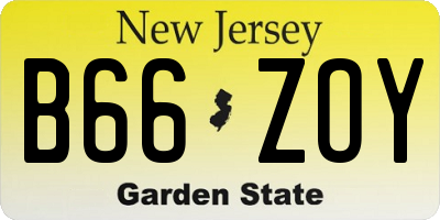 NJ license plate B66ZOY