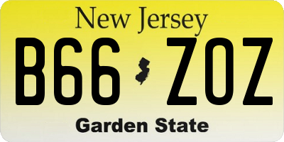 NJ license plate B66ZOZ