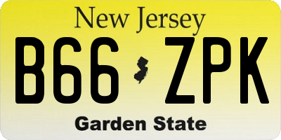 NJ license plate B66ZPK