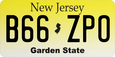 NJ license plate B66ZPO