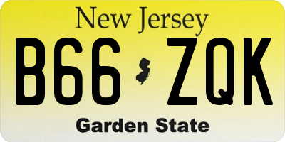 NJ license plate B66ZQK