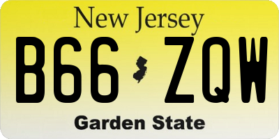 NJ license plate B66ZQW