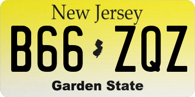 NJ license plate B66ZQZ