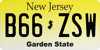 NJ license plate B66ZSW