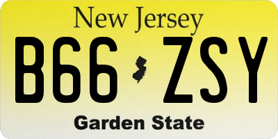 NJ license plate B66ZSY