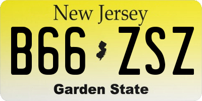 NJ license plate B66ZSZ