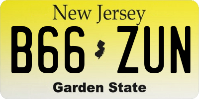 NJ license plate B66ZUN