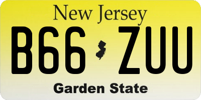 NJ license plate B66ZUU