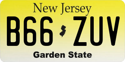 NJ license plate B66ZUV