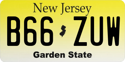 NJ license plate B66ZUW