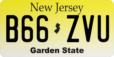 NJ license plate B66ZVU