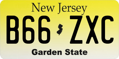 NJ license plate B66ZXC