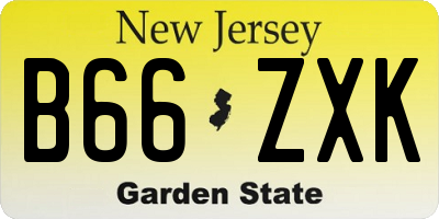 NJ license plate B66ZXK