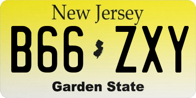NJ license plate B66ZXY