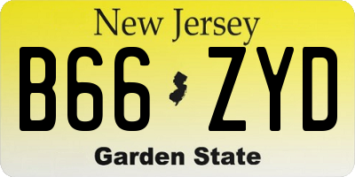NJ license plate B66ZYD