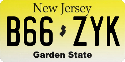 NJ license plate B66ZYK