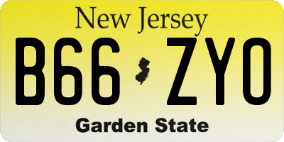 NJ license plate B66ZYO