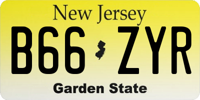 NJ license plate B66ZYR