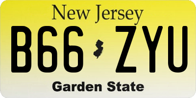 NJ license plate B66ZYU