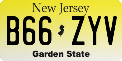 NJ license plate B66ZYV