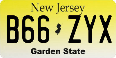 NJ license plate B66ZYX