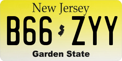 NJ license plate B66ZYY