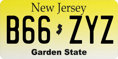NJ license plate B66ZYZ