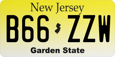 NJ license plate B66ZZW