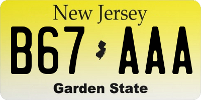 NJ license plate B67AAA