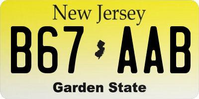 NJ license plate B67AAB
