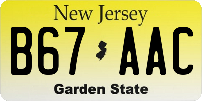 NJ license plate B67AAC