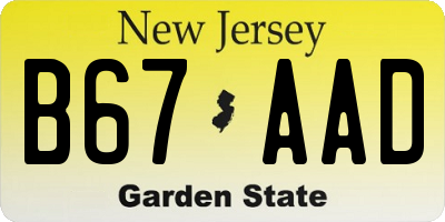 NJ license plate B67AAD